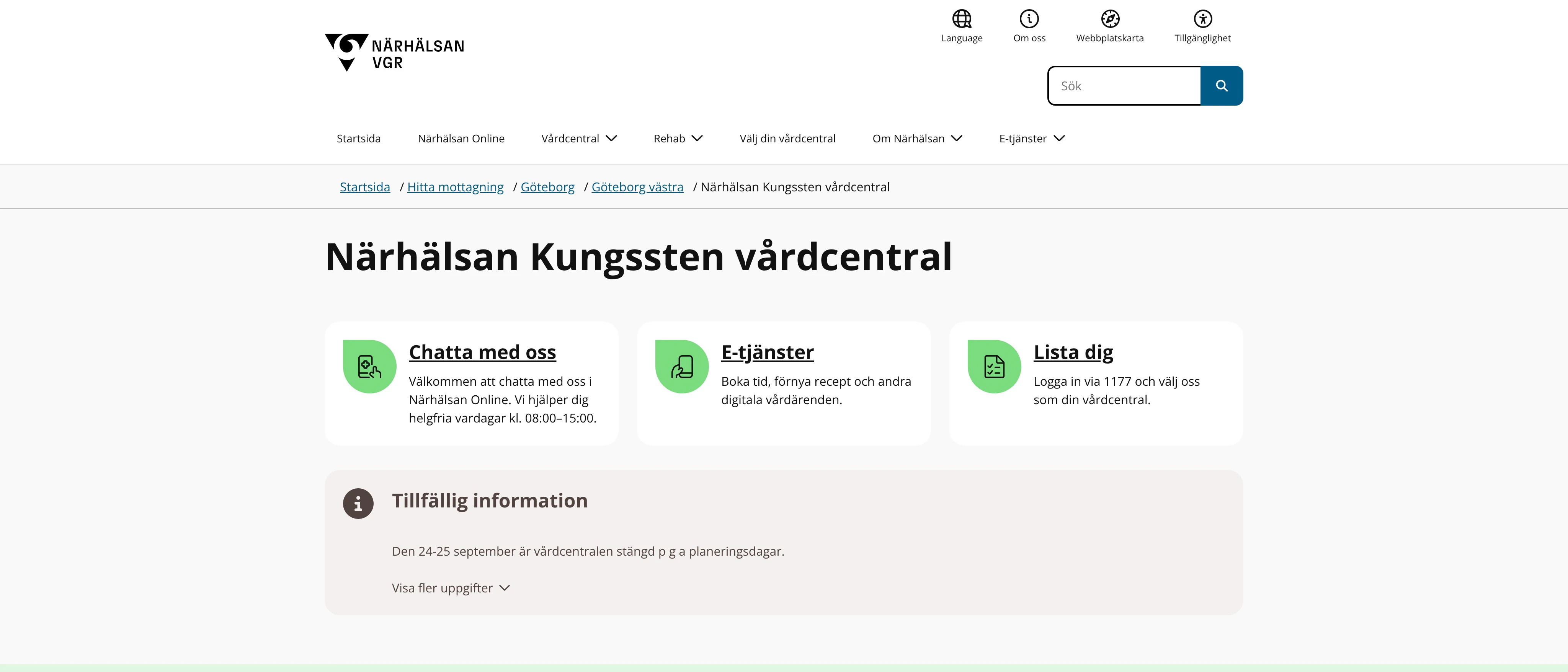 Närhälsan Kungssten vårdcentral, Göteborg