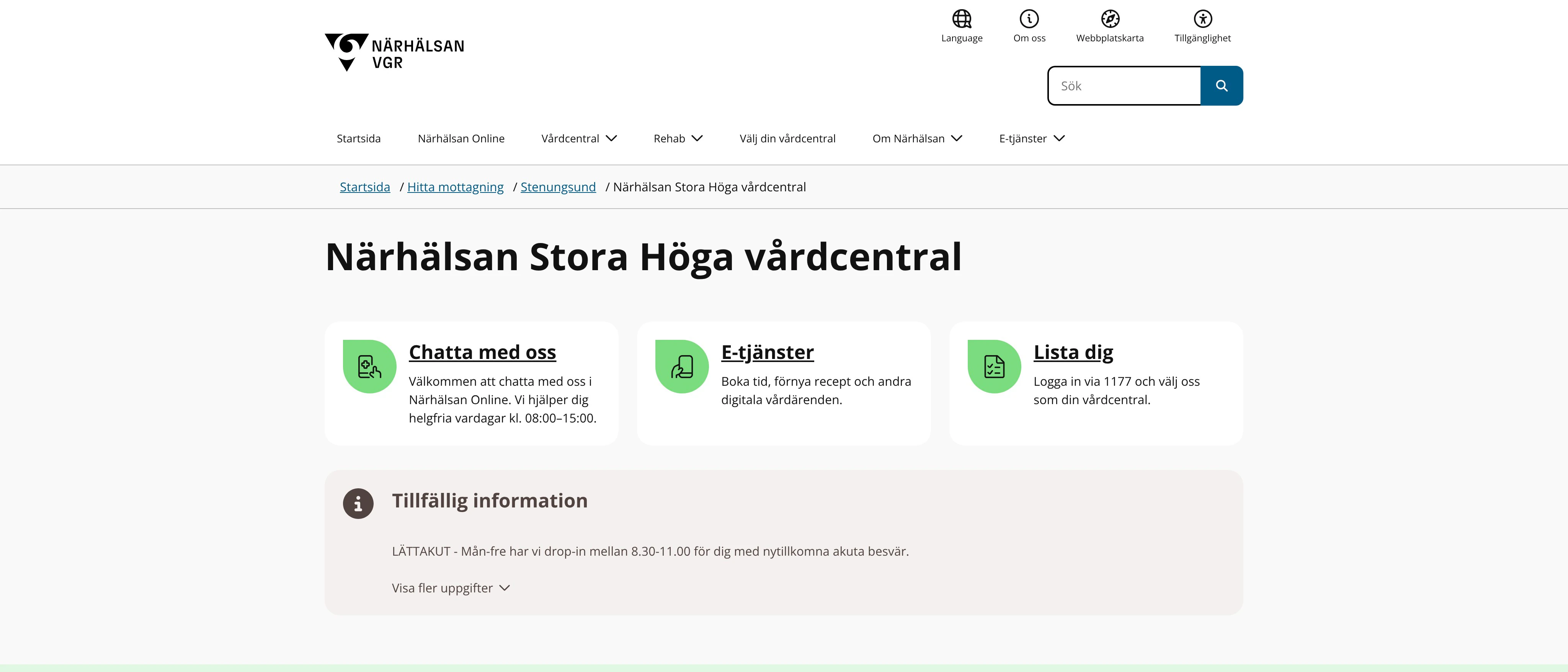 Närhälsan Stora Höga vårdcentral, Stora Höga