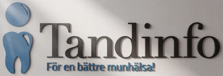 En illustration av en person med en tand som huvud, med texten 'För en bättre munhälsa!'