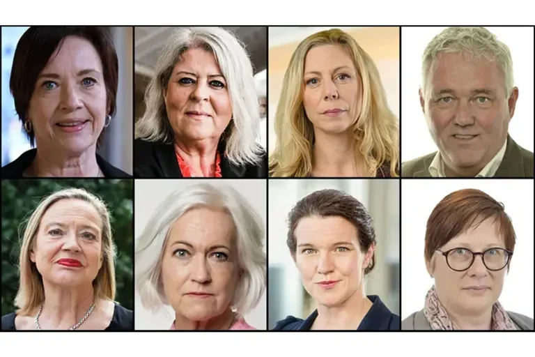 En grupp porträttbilder av åtta svenska kvinnor