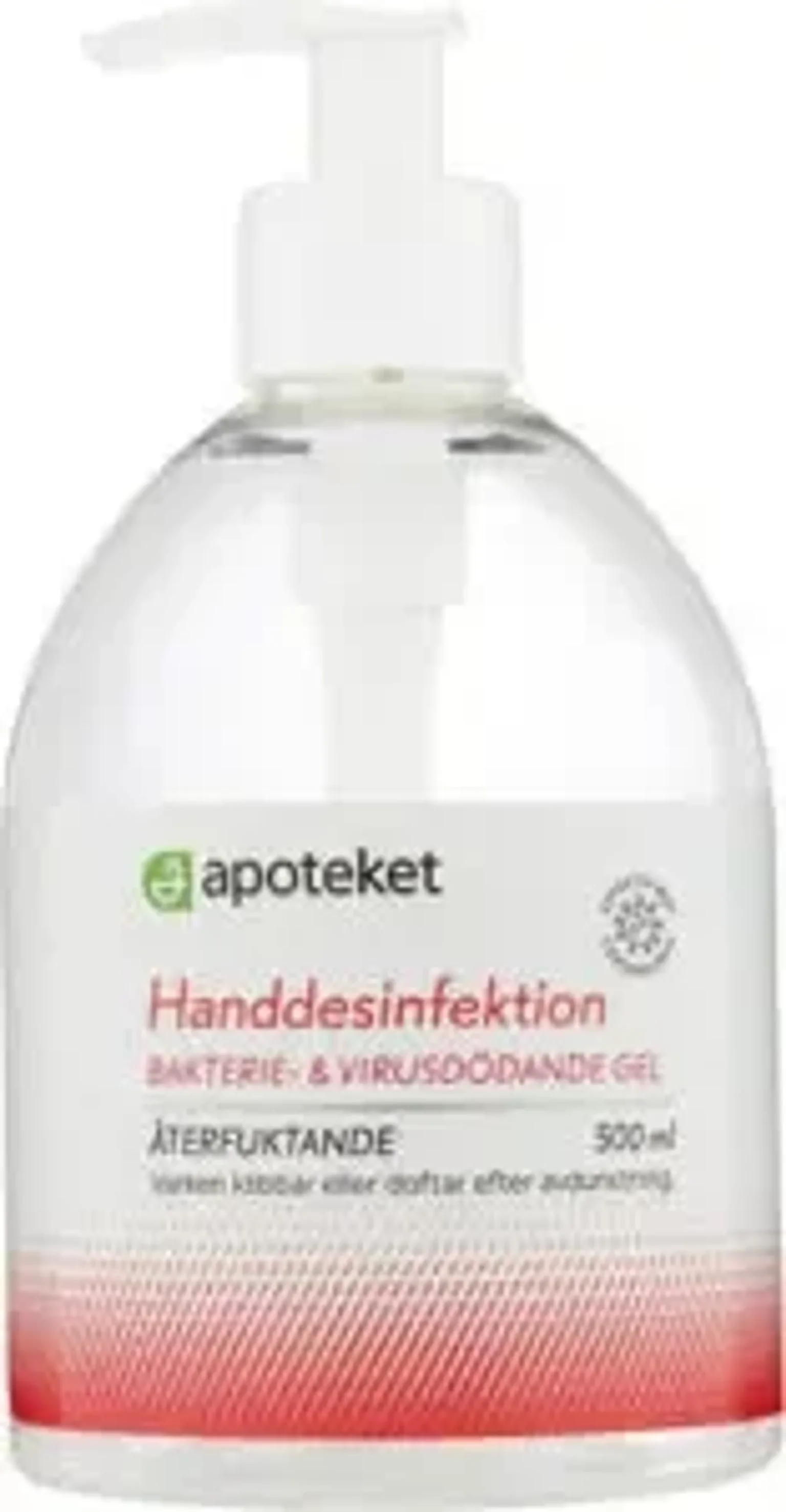 En flaska handsprit med en pumpdispenser.